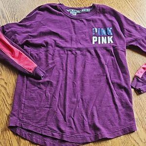 PINK Victoria's Secret Women's Maroon Over-sized Long Sleeve Burgundy